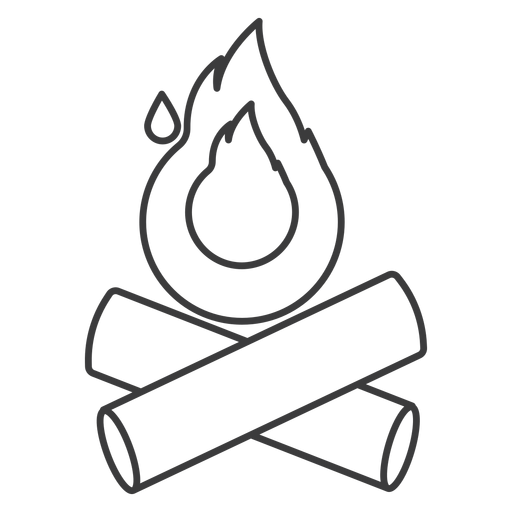 Fire campfire log stroke PNG Design