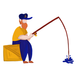 Fisherman rod box fishing illustration PNG Design