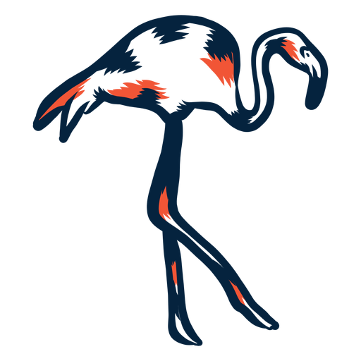 Flamingo walking duotono Diseño PNG