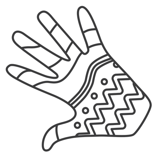 Trazo de patrón de palma de dedo de mano de guante Diseño PNG