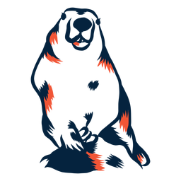 Marmota vista frontal duotono Diseño PNG