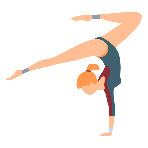Gimnasta ejercicio leotardo cuerpo media flexibilidad acrobacias planas Diseño PNG