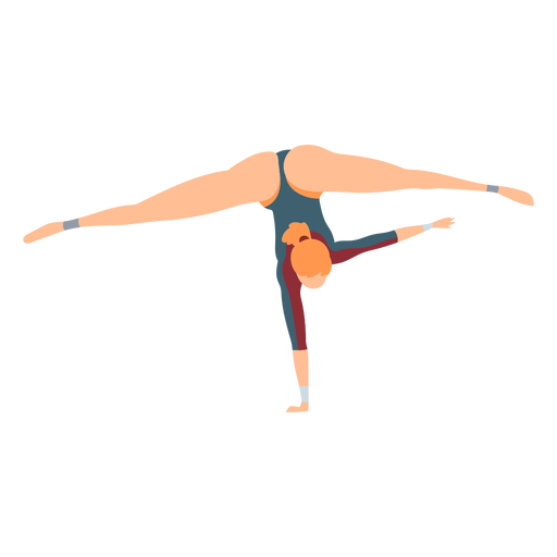 Gimnasta leotardo body stocking ejercicio acrobacia flexibilidad se divide en plano Diseño PNG