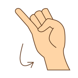 Hand finger arrow j letter j flat PNG Design
