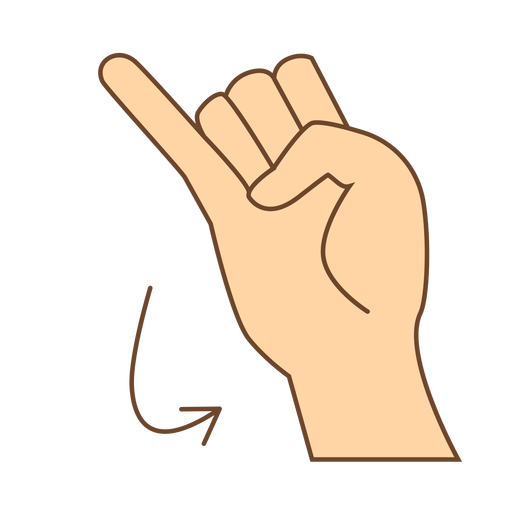 Hand finger arrow j letter j flat PNG Design