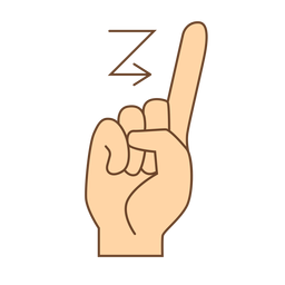 Mano dedo flecha z letra z plana Diseño PNG