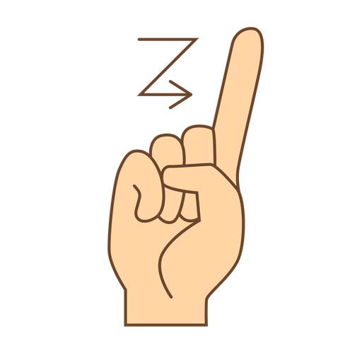 Hand finger arrow z letter z flat PNG Design