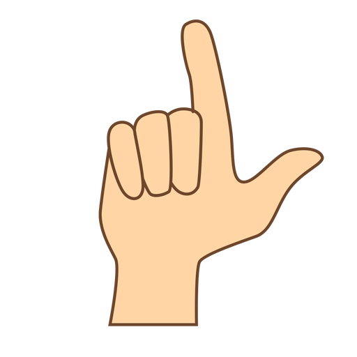 Hand finger l letter l flat PNG Design