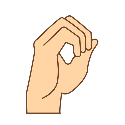 Hand finger o letter o flat PNG Design