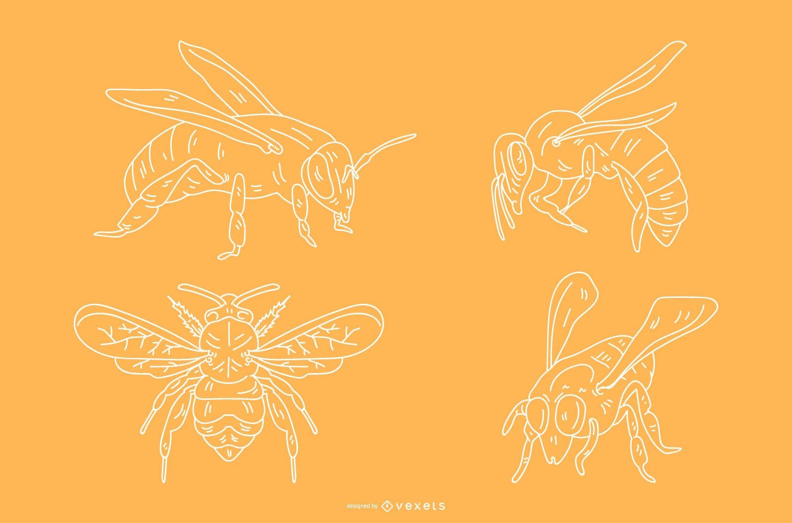 Bleistift-Stil Bienenentwürfe