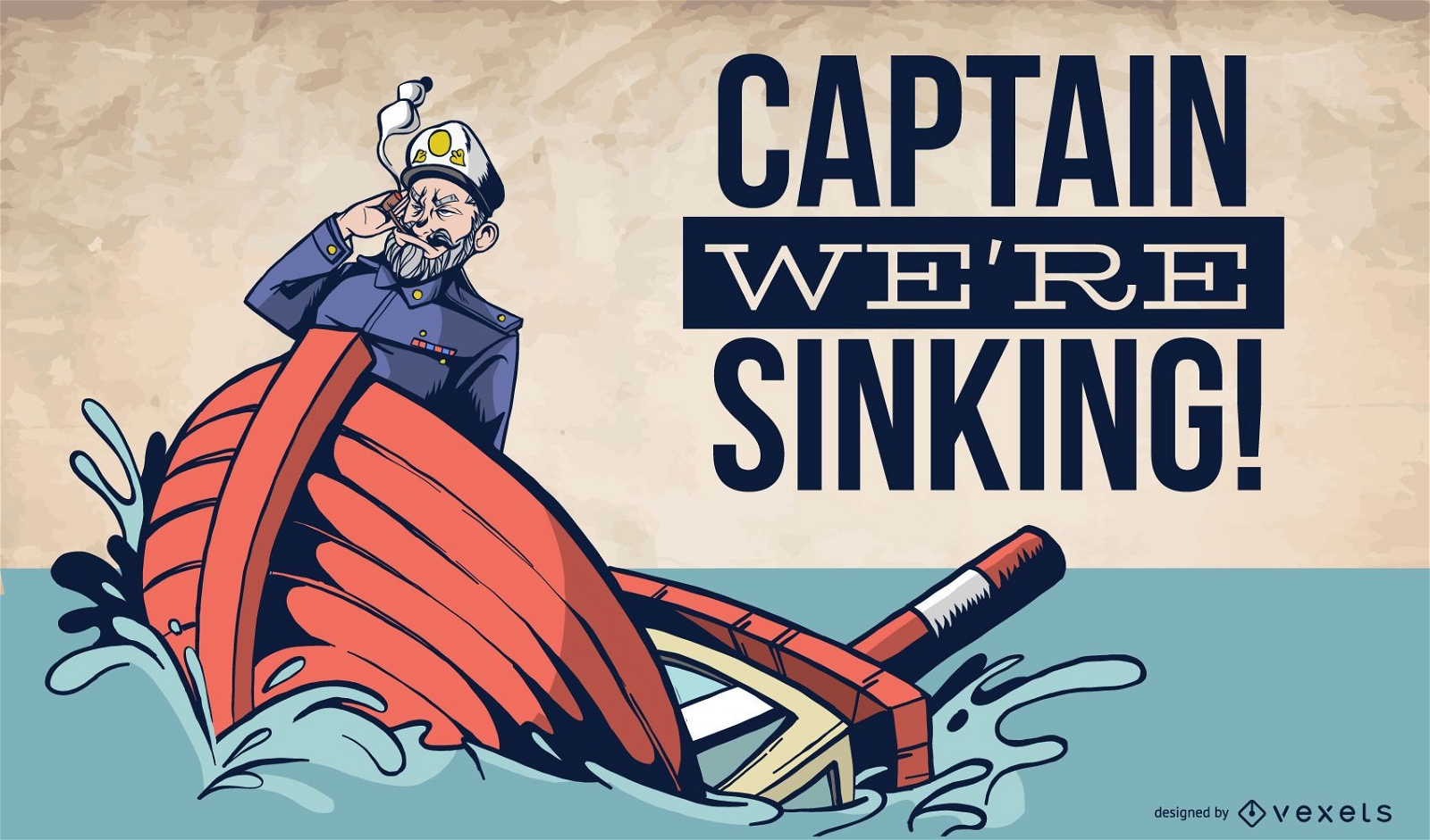 Kapitan Sailing Sinking Ship Vektor Download