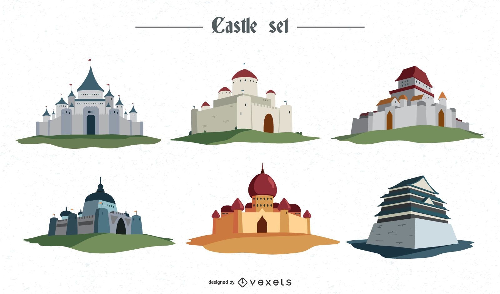 Conjunto de ilustraciones de castillo