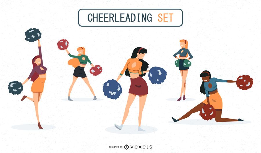 Cheerleaders Illustrations Set Cheerleaders Illustrations Set