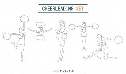 Outlined Cheerleaders Set