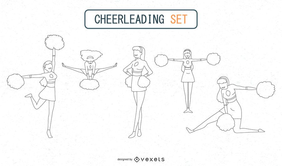 Outlined Cheerleaders Set Outlined Cheerleaders Set