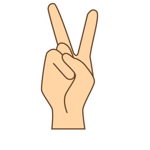 Hand finger v letter v flat PNG Design