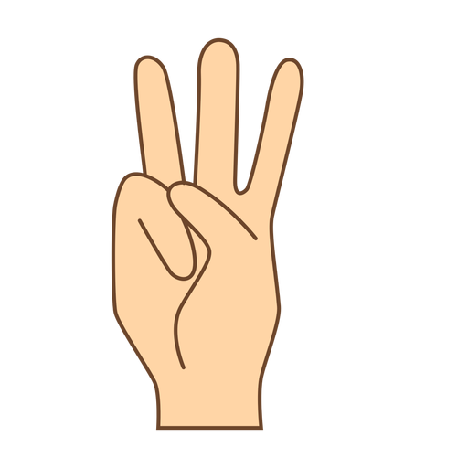 Handfinger w Buchstabe w flach PNG-Design