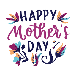 Happy mother's day english flower text sticker PNG Design Transparent PNG