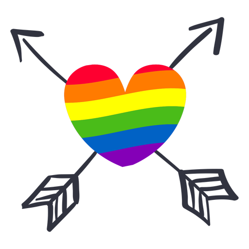 Corazón flecha arco iris lgbt pegatina Diseño PNG