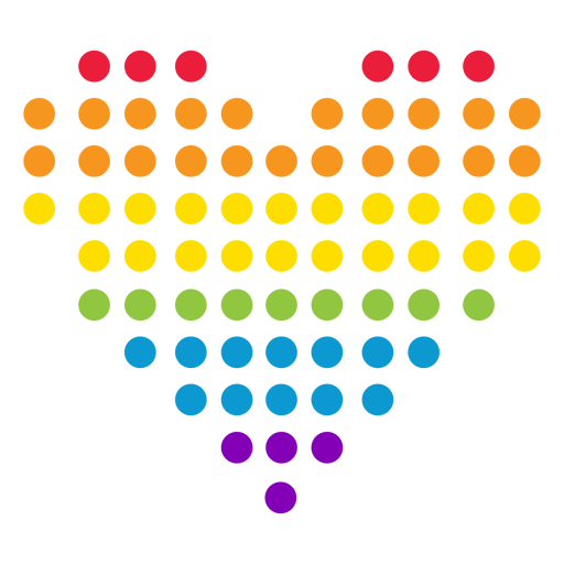 Adesivo lgbt de arco-íris com ponto e círculo em forma de coração Desenho PNG