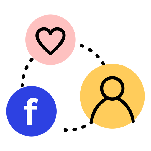 Icono corazón facebook usuario conexión trazo Diseño PNG