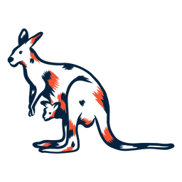 Canguru carregando bebê duotônico Desenho PNG
