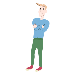 Hombre suéter pantalones zapatos peinado plano Diseño PNG