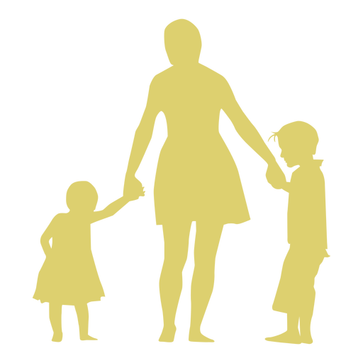Mother daughter son child kid silhouette