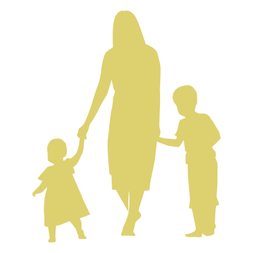 Mother daughter son kid child silhouette PNG Design