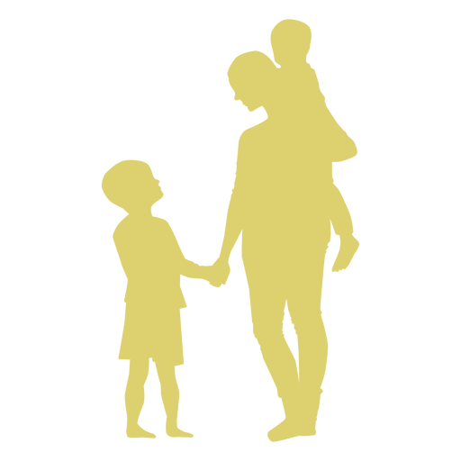 Mother son daughter child kid silhouette PNG Design