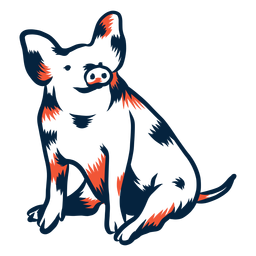 Cerdo sentado duotono Diseño PNG