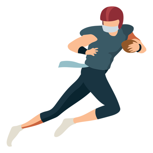 Bola de jogador correndo capacete de futebol americano liso Desenho PNG