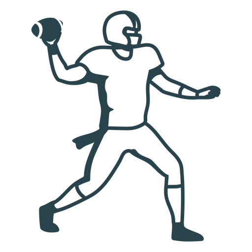 Player football helmet ball outfit stroke PNG Design
