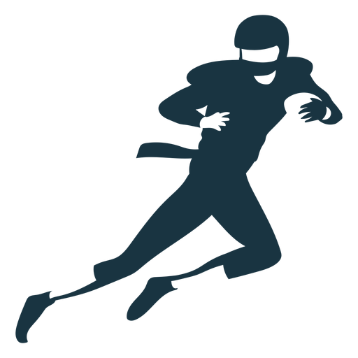 Equipamento de bola de capacete de jogador correndo silhueta de futebol