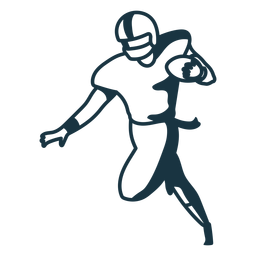 Traço de bola no capacete de futebol americano com roupa de jogador Desenho PNG