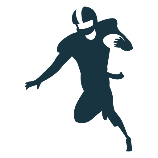 Jugador corriendo bola traje casco fútbol silueta Diseño PNG
