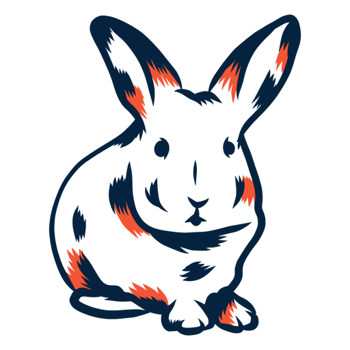 Duotone de vista frontal de coelho Desenho PNG