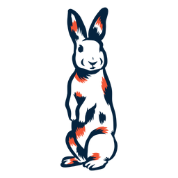 Rabbit standing duotone PNG Design