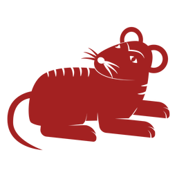 Rat mouse tail chinese astrology silhouette PNG Design