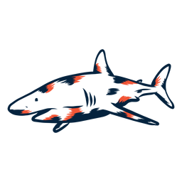 Shark side view duotone PNG Design