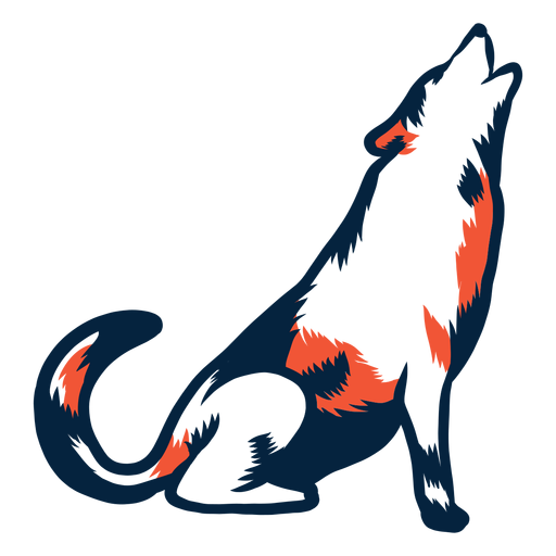 Wolf howling duotone PNG Design