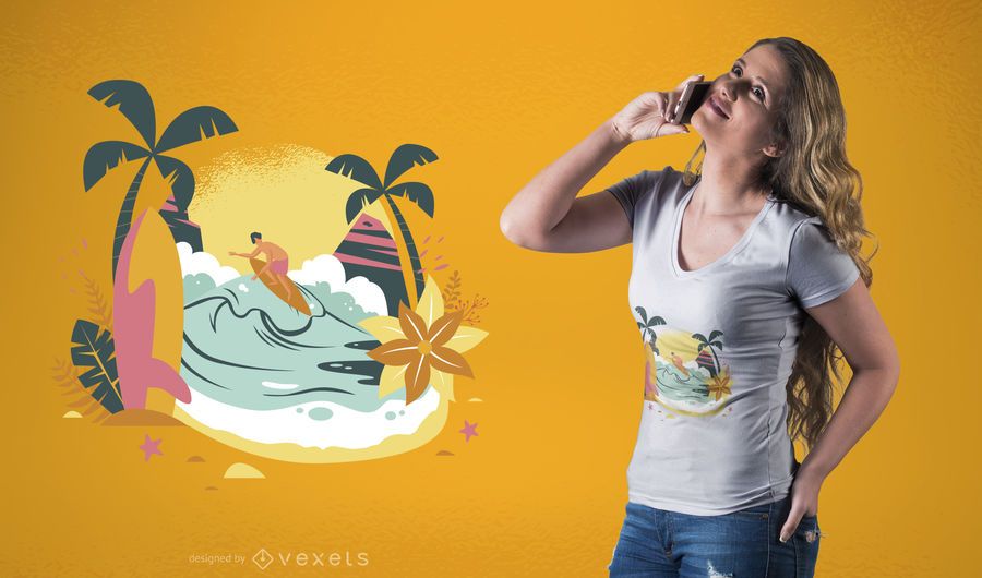 Surfer Emoji T-Shirt Design Surfer Emoji T-Shirt Design