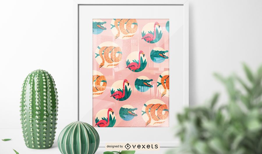 Jungle animals Bubbles Pattern Jungle animals Bubbles Pattern