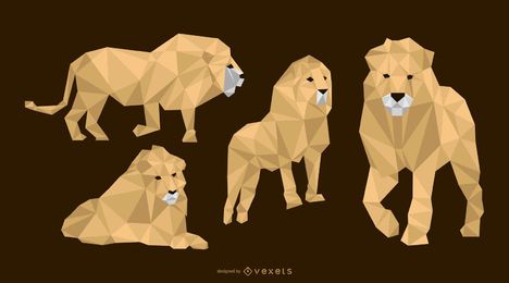 Low Polygonal Lion