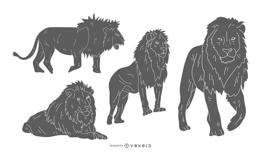Lion Silhouette Set Lion Silhouette Set
