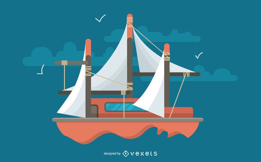 Minimalist Boat Cartoon Design Minimalist Boat Cartoon Design