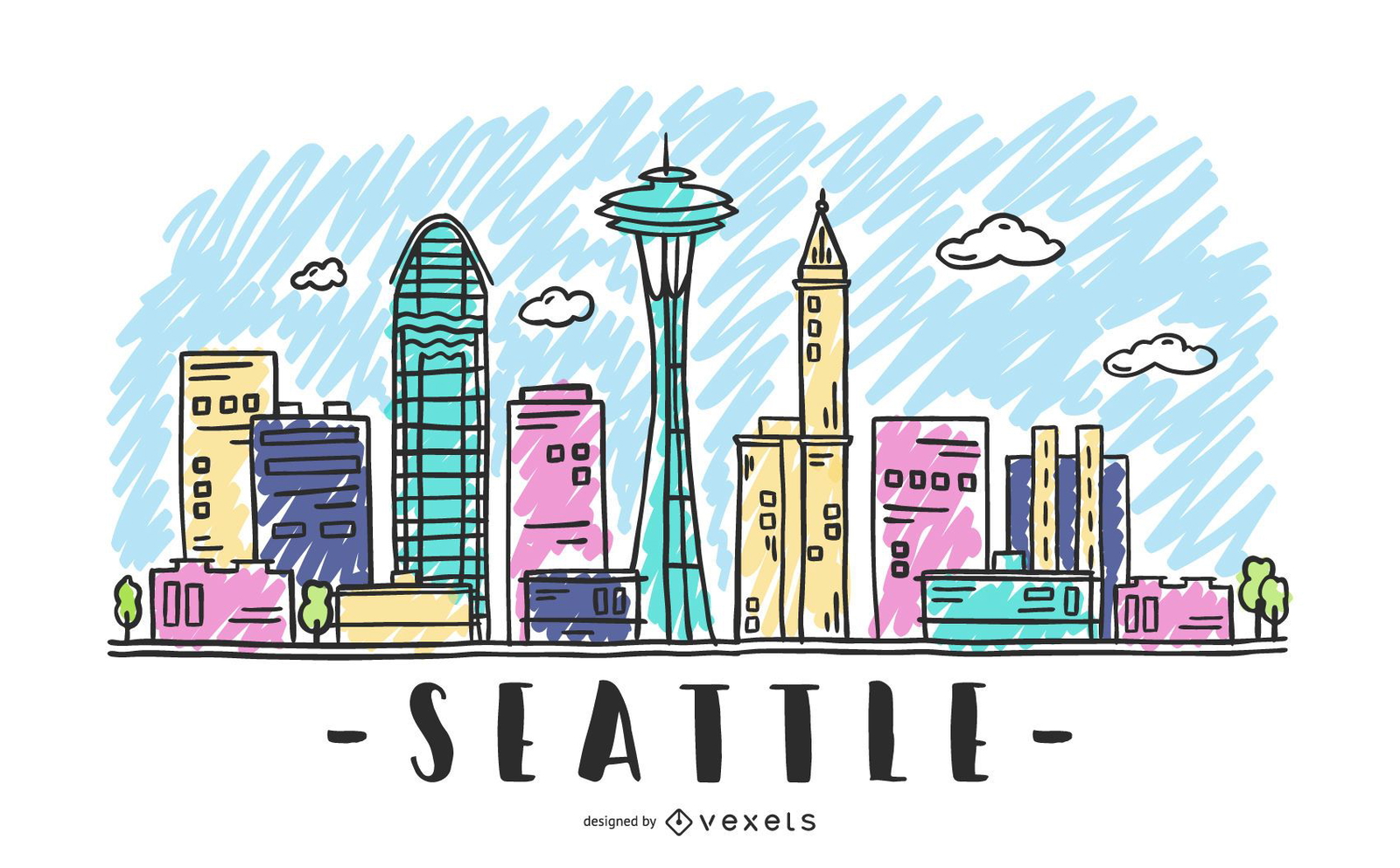 Seattle Skyline Sketch