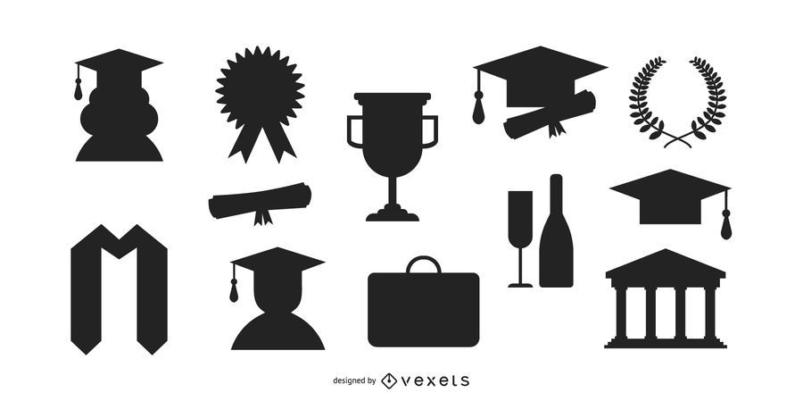 Download Graduation Silhouette Set - Vector Download