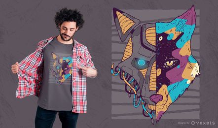 Diseño de camiseta de doble cara de lobo Diseño de camiseta de doble cara de lobo