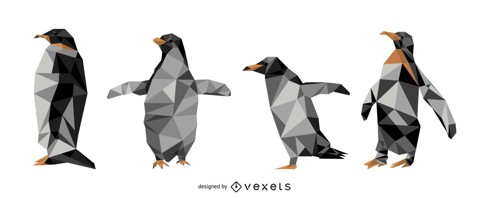 Conjunto de vetores poligonal de pinguim